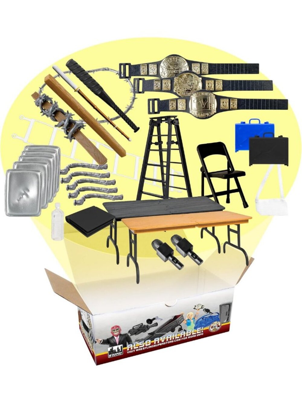 30-Piece Wrestling Figure Accessory Set | Action Figures Gear & Props